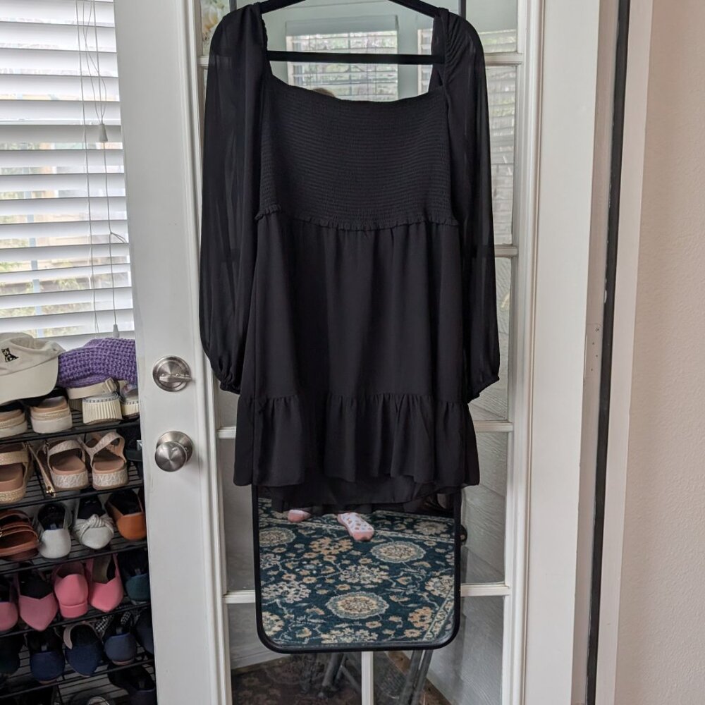 🖤 Quince Chiffon Smocked Mini Dress Black - XL - Picture 8 of 10